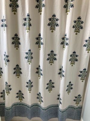 Mughal Flower Shower Curtain with Border