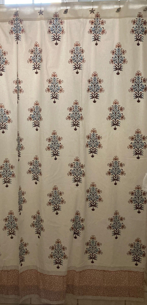 Mughal Flower Shower Curtain with Border